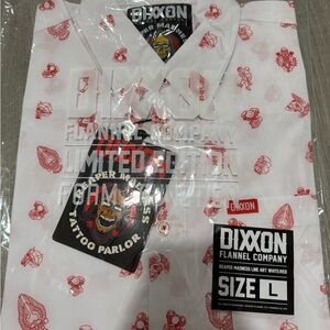 DIXXON Men's White and Red Patterned Shirt Bamboo short sleeve